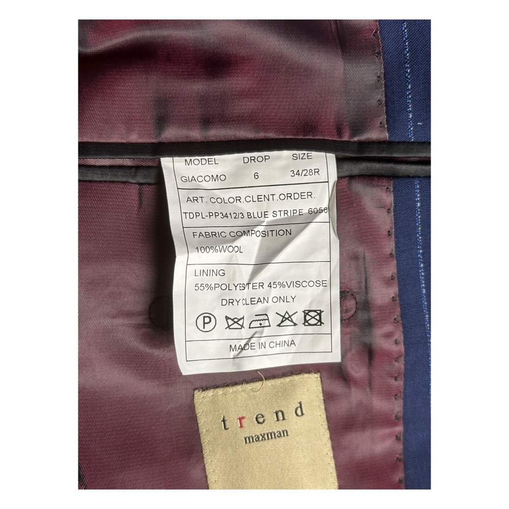 LANIFICIO F.LLI CERRUTI OXYGEN Slim Italian 140s Wool Stripe Men’s Suit Size 34R - Picture 8 of 10